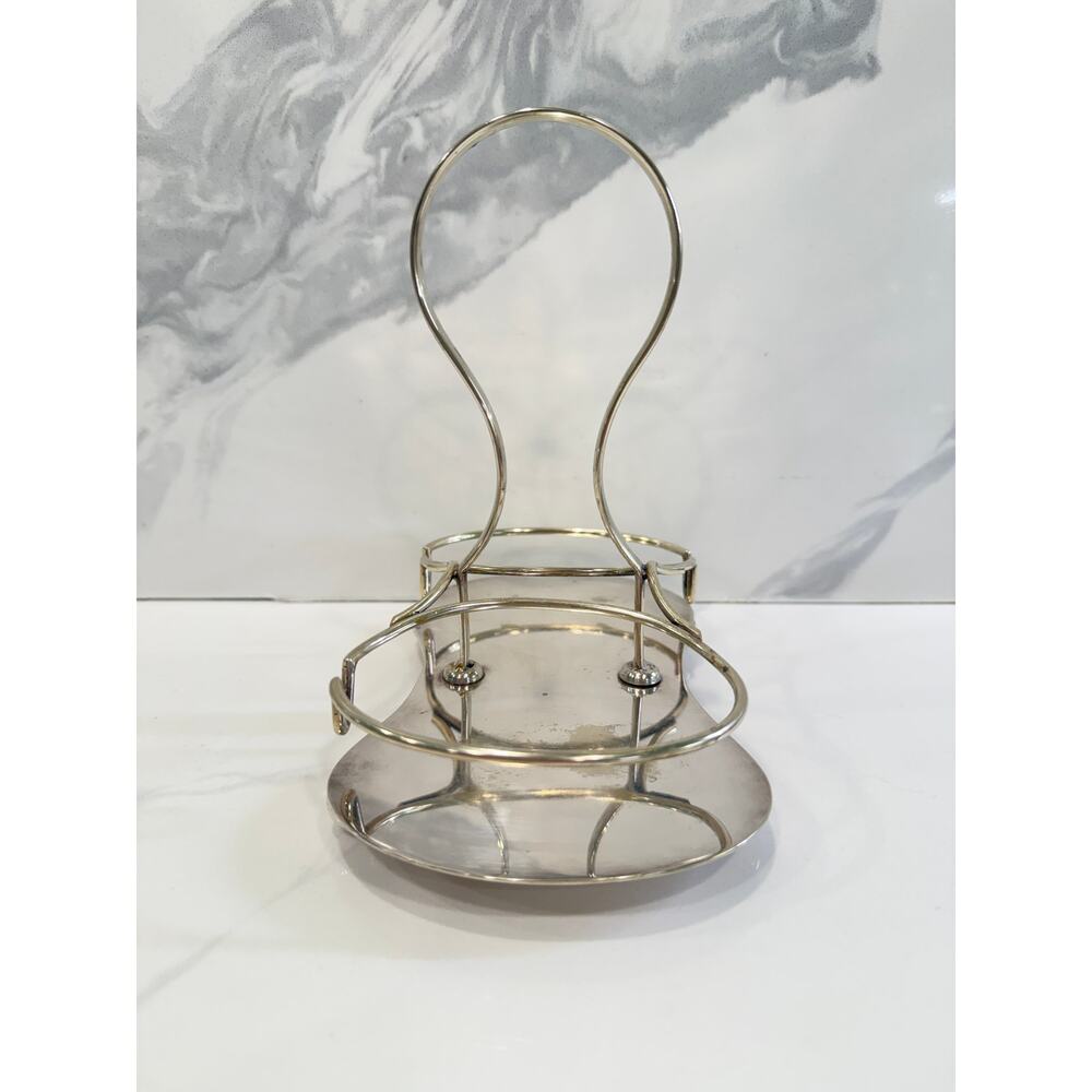 William Adams Silverplate Double Condiment Caddy Stand Vintage English Tableware - Picture 8 of 9